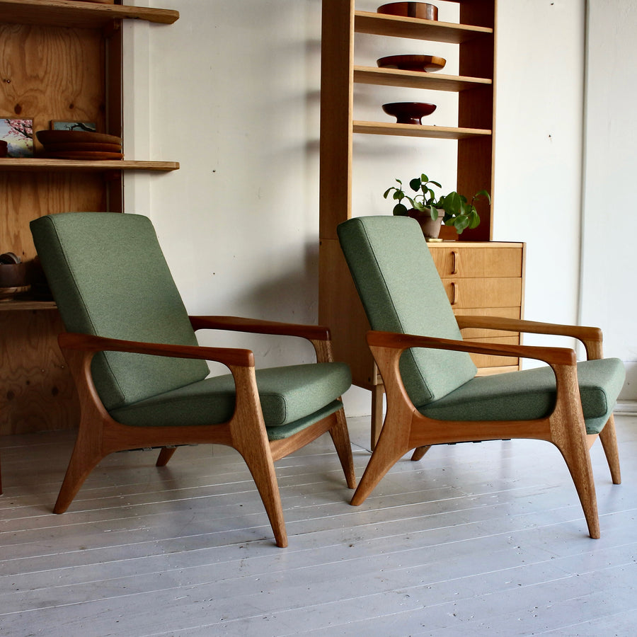 Pair FLER SC58 Australian mid century armchairs