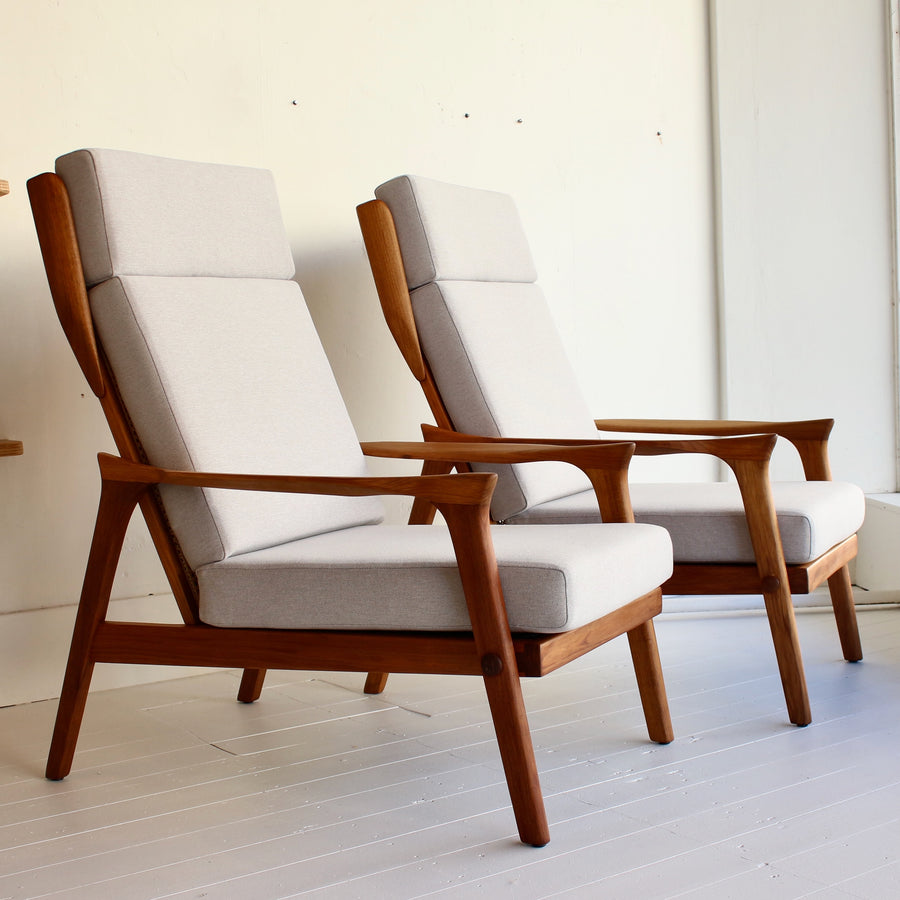 Pair Danish Deluxe Inga armchairs