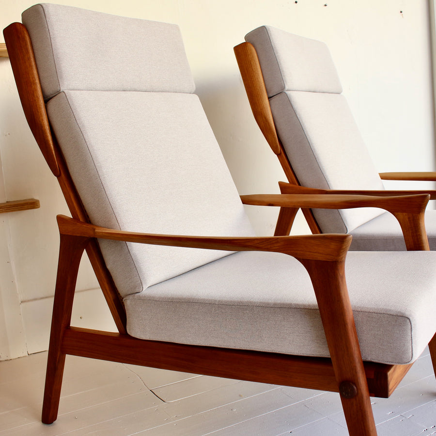 Pair Danish Deluxe Inga armchairs