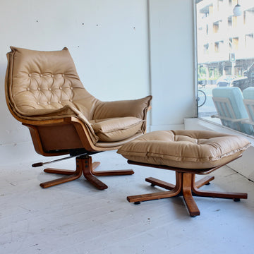 Danish Deluxe swivel recliner and ottoman