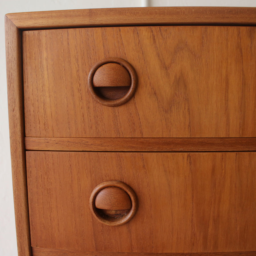 Danish teak bow front chest of drawers