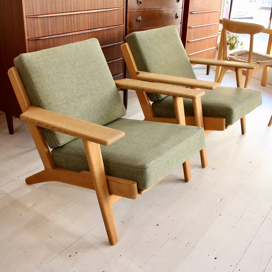 Pair Hans J. Wegner GE290 plank armchairs