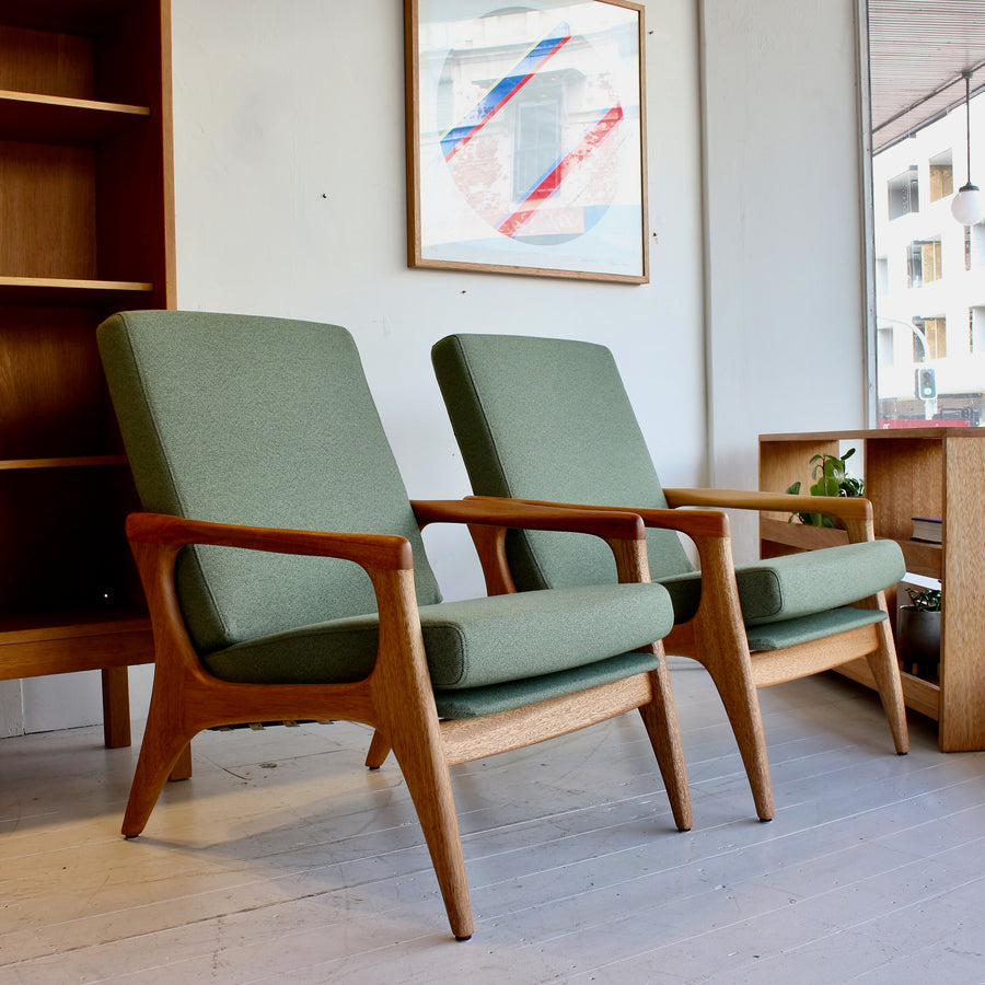 Pair FLER SC58 Australian mid century armchairs