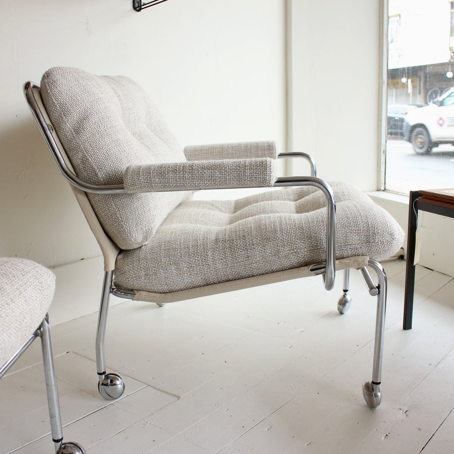 Pair of Swedish chrome armchairs by Lammhults, Sweden.