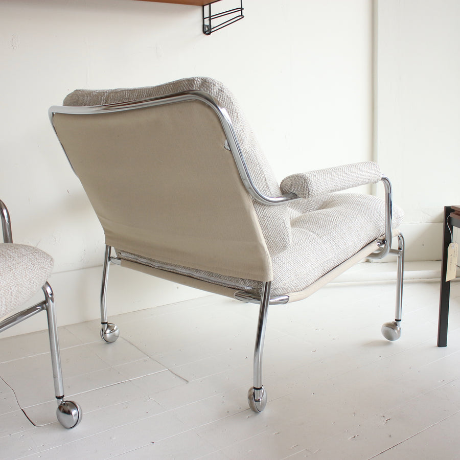 Pair of Swedish chrome armchairs by Lammhults, Sweden.