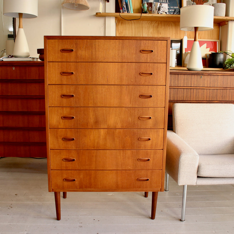 Large 7 drawer Danish chest of drawers
