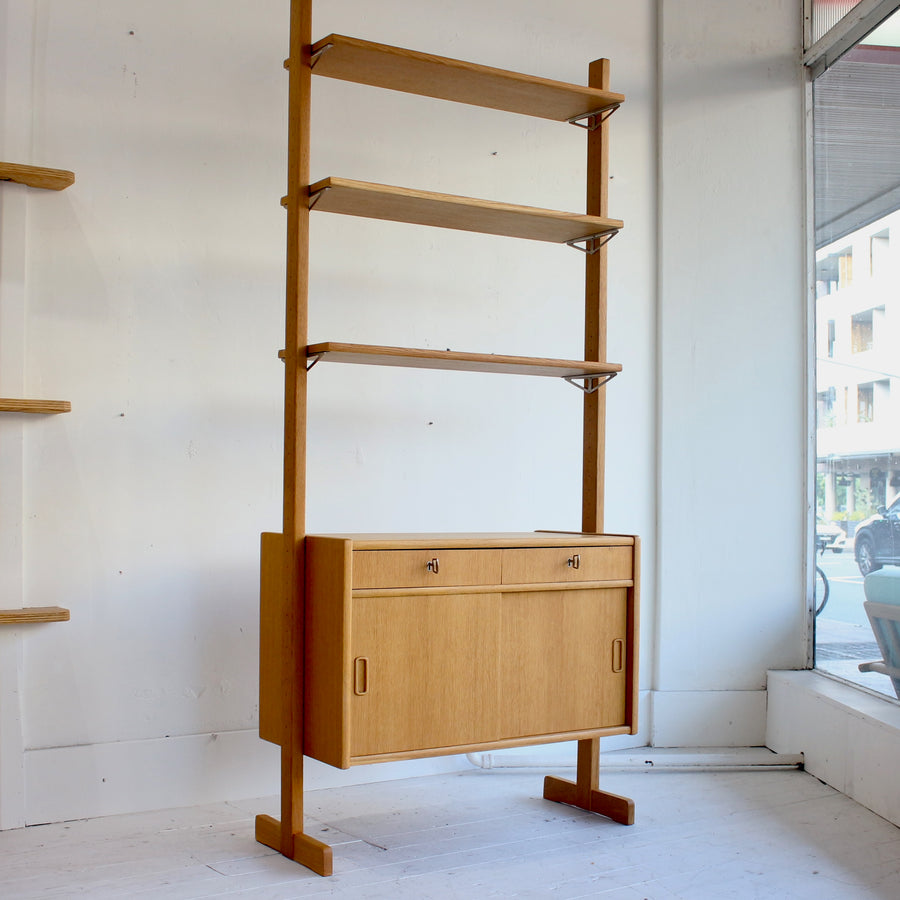 Swedish mid century oak wall unit