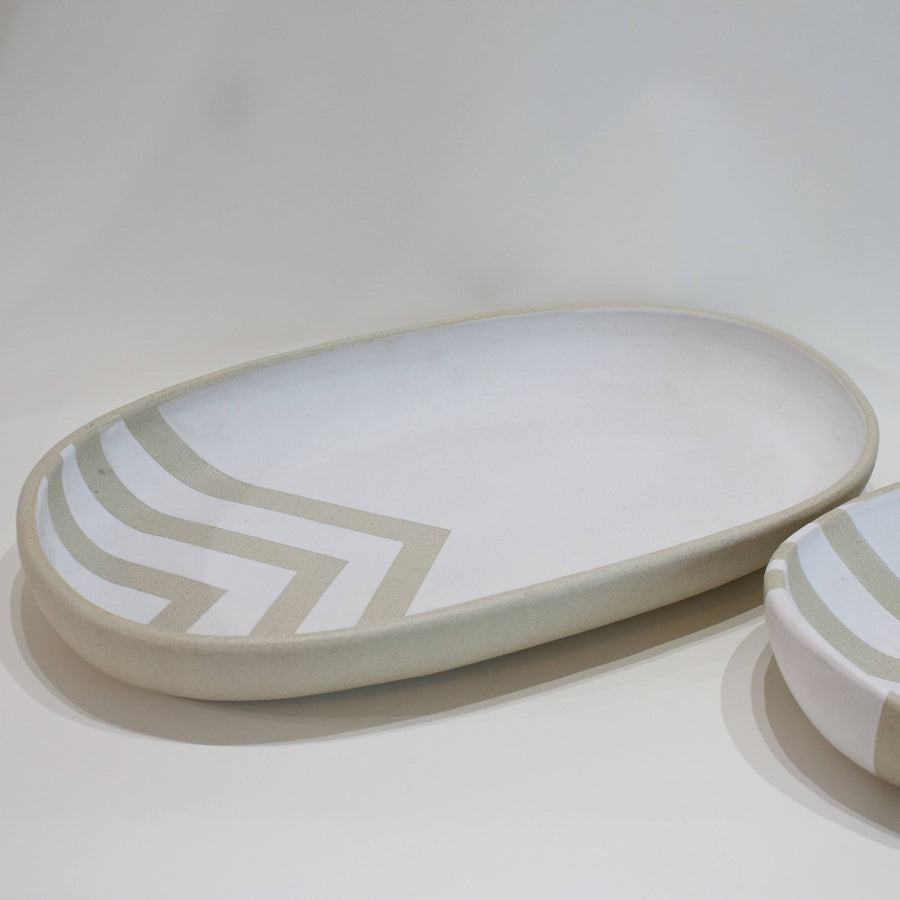 Nic Ceramics 'Chevron' Large Oval Platter